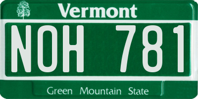 VT license plate NOH781