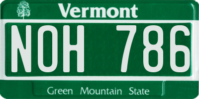 VT license plate NOH786