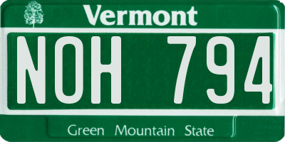 VT license plate NOH794