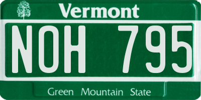 VT license plate NOH795