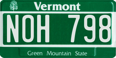 VT license plate NOH798