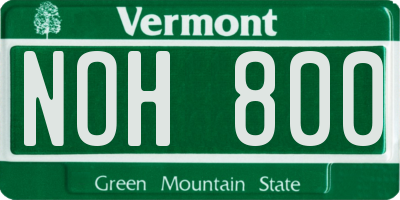 VT license plate NOH800