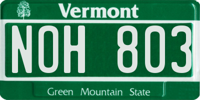 VT license plate NOH803