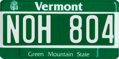 VT license plate NOH804