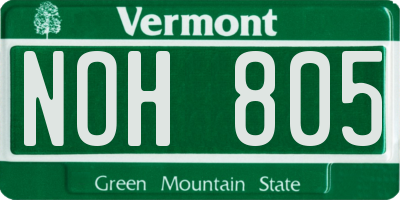 VT license plate NOH805