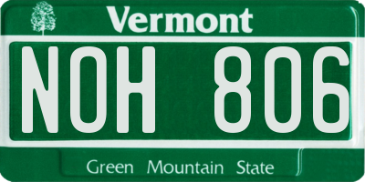 VT license plate NOH806