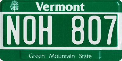 VT license plate NOH807