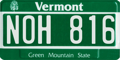 VT license plate NOH816