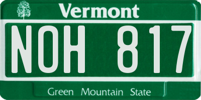 VT license plate NOH817