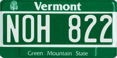 VT license plate NOH822