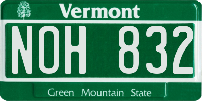 VT license plate NOH832