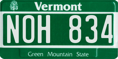 VT license plate NOH834