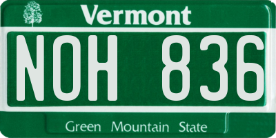 VT license plate NOH836