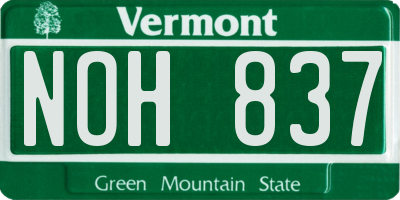 VT license plate NOH837