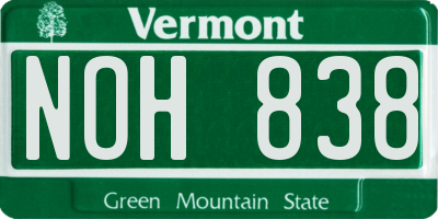 VT license plate NOH838