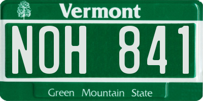 VT license plate NOH841
