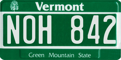 VT license plate NOH842