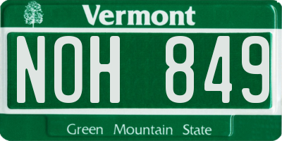 VT license plate NOH849