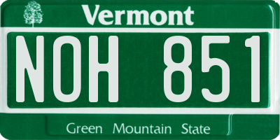 VT license plate NOH851