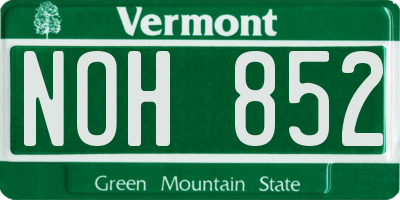 VT license plate NOH852