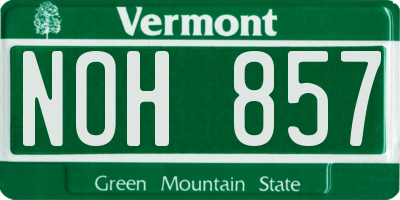 VT license plate NOH857