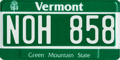 VT license plate NOH858