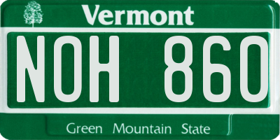 VT license plate NOH860