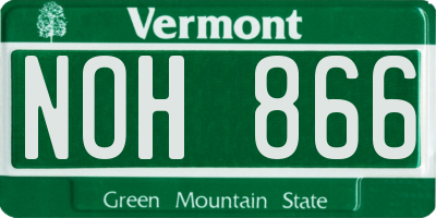 VT license plate NOH866