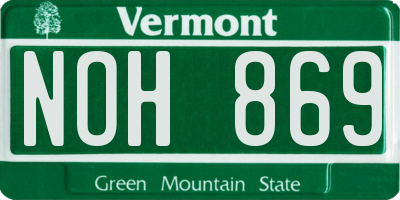 VT license plate NOH869