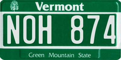 VT license plate NOH874