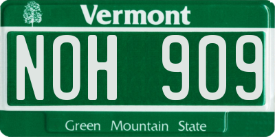 VT license plate NOH909