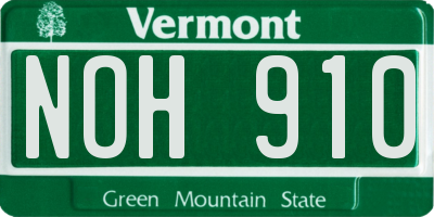 VT license plate NOH910