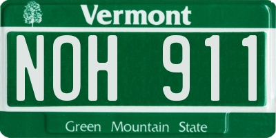 VT license plate NOH911