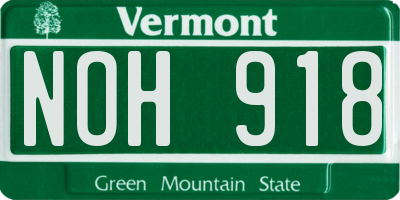 VT license plate NOH918