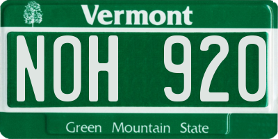 VT license plate NOH920