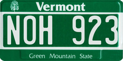 VT license plate NOH923