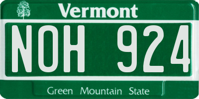 VT license plate NOH924