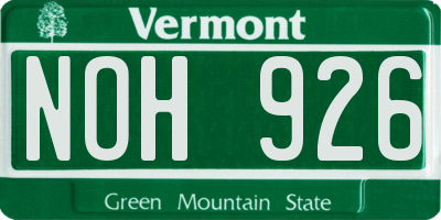 VT license plate NOH926