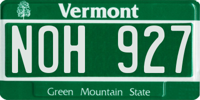 VT license plate NOH927