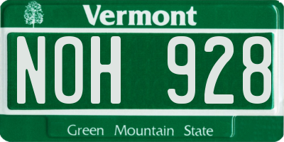 VT license plate NOH928