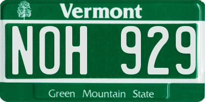 VT license plate NOH929