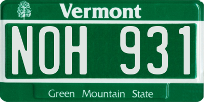 VT license plate NOH931