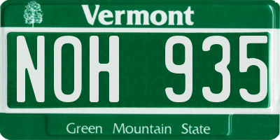 VT license plate NOH935