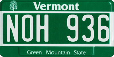 VT license plate NOH936