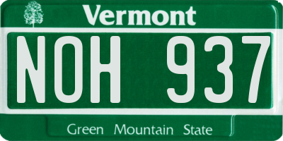 VT license plate NOH937
