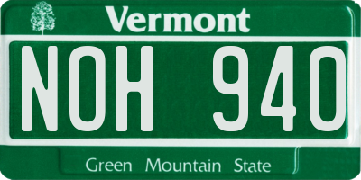 VT license plate NOH940