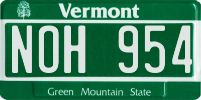 VT license plate NOH954