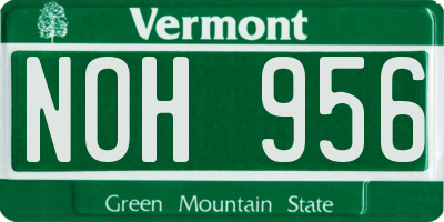VT license plate NOH956