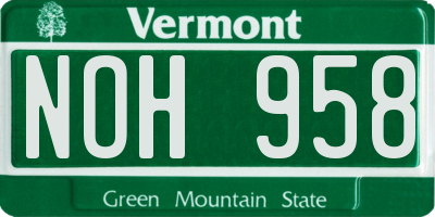 VT license plate NOH958