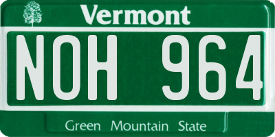 VT license plate NOH964